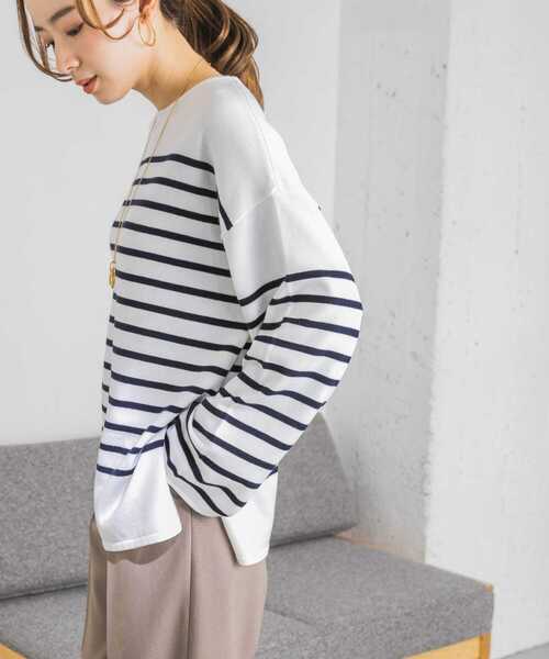 URBAN RESEARCH（アーバンリサーチ）の「パネルボーダーニットプルオーバー（ニット/セーター・レディース・ホワイト系その他/イエロー系その他・FREE）」の4枚目の写真