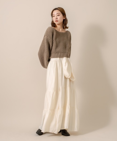 mline（エムライン）の「[mline] WEB限定  2WAYリボンショートニット（ニット/セーター・レディース・ベージュ/ブラウン/アイボリー・FREE）」の12枚目の写真