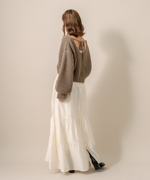 mline（エムライン）の「[mline] WEB限定  2WAYリボンショートニット（ニット/セーター・レディース・ベージュ/ブラウン/アイボリー・FREE）」の8枚目の写真