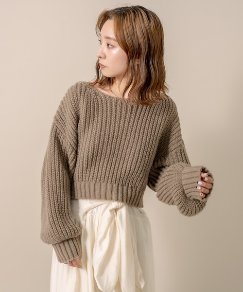 mline（エムライン）の「[mline] WEB限定  2WAYリボンショートニット（ニット/セーター・レディース・ベージュ/ブラウン/アイボリー・FREE）」の22枚目の写真