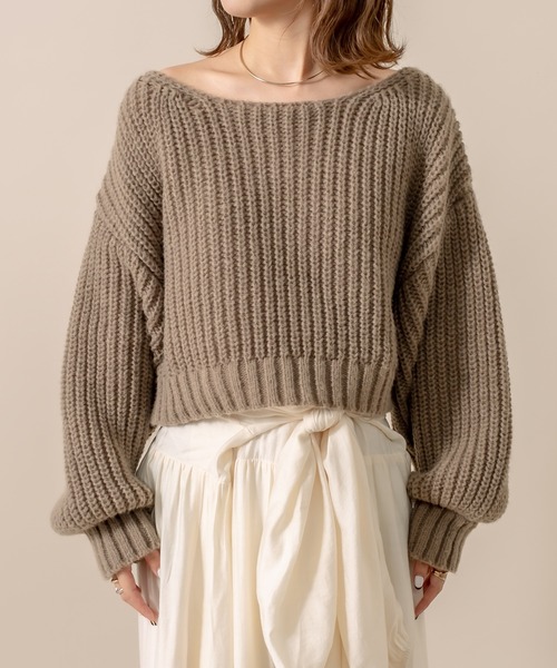 mline（エムライン）の「[mline] WEB限定  2WAYリボンショートニット（ニット/セーター・レディース・ベージュ/ブラウン/アイボリー・FREE）」の11枚目の写真