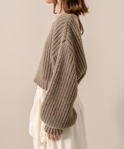 mline（エムライン）の「[mline] WEB限定  2WAYリボンショートニット（ニット/セーター・レディース・ベージュ/ブラウン/アイボリー・FREE）」の20枚目の写真
