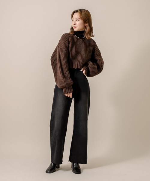 mline（エムライン）の「[mline] WEB限定  2WAYリボンショートニット（ニット/セーター・レディース・ベージュ/ブラウン/アイボリー・FREE）」の9枚目の写真