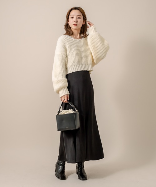 mline（エムライン）の「[mline] WEB限定  2WAYリボンショートニット（ニット/セーター・レディース・ベージュ/ブラウン/アイボリー・FREE）」の10枚目の写真