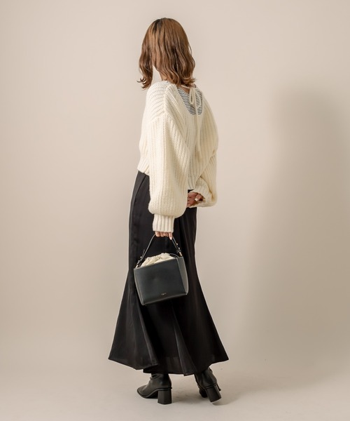 mline（エムライン）の「[mline] WEB限定  2WAYリボンショートニット（ニット/セーター・レディース・ベージュ/ブラウン/アイボリー・FREE）」の15枚目の写真