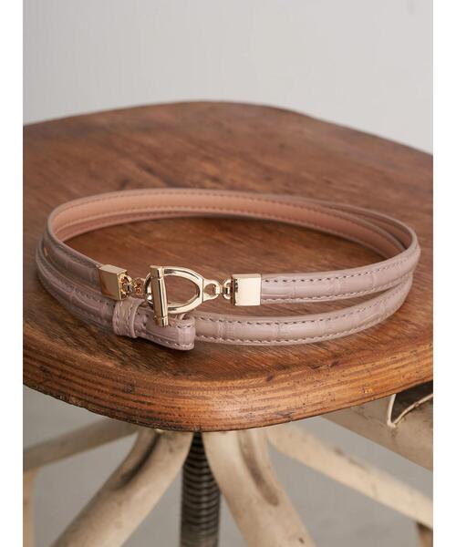 earth music&ecology（アースミュージックアンドエコロジー）の「型押しフックベルト＊（ベルト・レディース・ブラック/ダークブラウン/ピンク・FREE）」の5枚目の写真