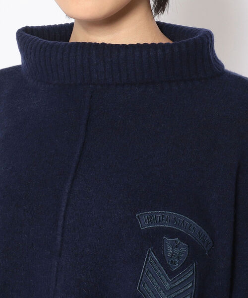 AVIREX（アヴィレックス）の「KNIT SOFT TURTLE WITH EMBLEM/ ニットソフトタートル ウィズエンブレム（ニット/セーター・レディース・グレー/ネイビー・FREE）」の12枚目の写真