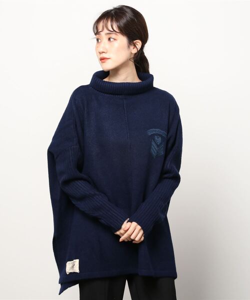AVIREX（アヴィレックス）の「KNIT SOFT TURTLE WITH EMBLEM/ ニットソフトタートル ウィズエンブレム（ニット/セーター・レディース・グレー/ネイビー・FREE）」の13枚目の写真