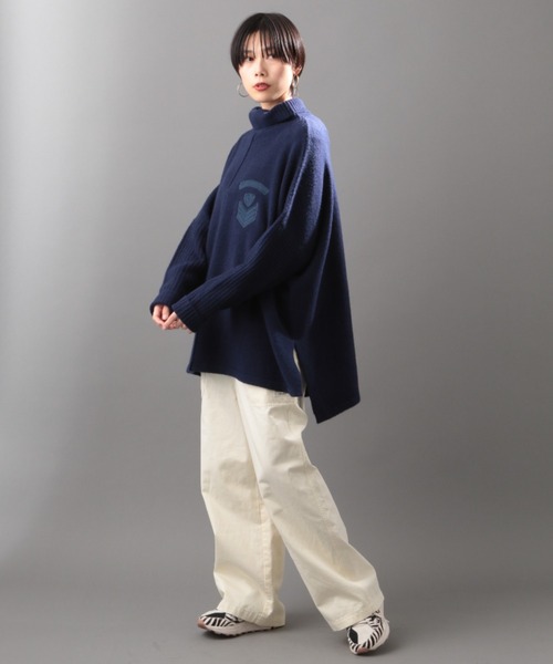 AVIREX（アヴィレックス）の「KNIT SOFT TURTLE WITH EMBLEM/ ニットソフトタートル ウィズエンブレム（ニット/セーター・レディース・グレー/ネイビー・FREE）」の14枚目の写真