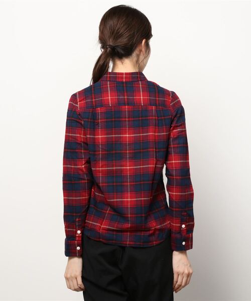 GIORDANO（ジョルダーノ）の「コットン長袖チェックフランネルシャツ（シャツ/ブラウス・レディース・レッド/ピンク/ブラウン・SMALL/X-LARGE/MEDIUM/LARGE）」の5枚目の写真