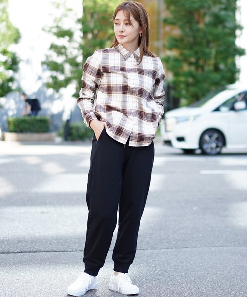 GIORDANO（ジョルダーノ）の「コットン長袖チェックフランネルシャツ（シャツ/ブラウス・レディース・レッド/ピンク/ブラウン・SMALL/X-LARGE/MEDIUM/LARGE）」の8枚目の写真