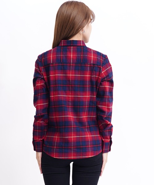 GIORDANO（ジョルダーノ）の「コットン長袖チェックフランネルシャツ（シャツ/ブラウス・レディース・レッド/ピンク/ブラウン・SMALL/X-LARGE/MEDIUM/LARGE）」の17枚目の写真