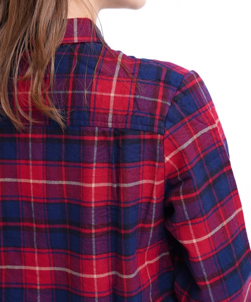GIORDANO（ジョルダーノ）の「コットン長袖チェックフランネルシャツ（シャツ/ブラウス・レディース・レッド/ピンク/ブラウン・SMALL/X-LARGE/MEDIUM/LARGE）」の20枚目の写真