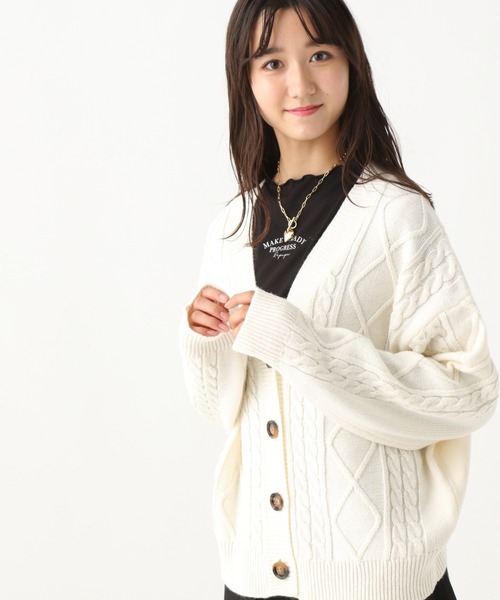 セットアイテム おうち洗濯可 ケーブルニットカーディガン メロウtシャツ カーディガン ボレロ Repipi Armario レピピ アルマリオ のファッション通販 Zozotown