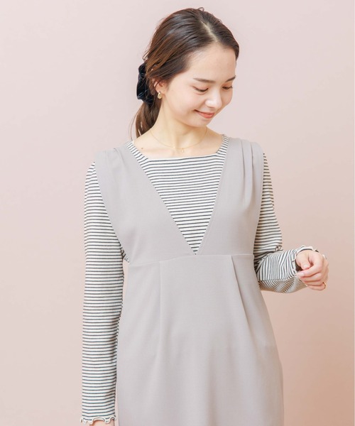 flower（フラワー）の「スクエアボーダートップ（Tシャツ/カットソー・レディース・グレー/アイボリー・FREE）」の18枚目の写真