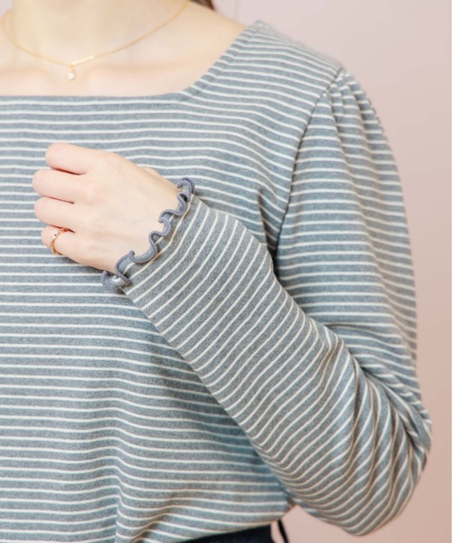 flower（フラワー）の「スクエアボーダートップ（Tシャツ/カットソー・レディース・グレー/アイボリー・FREE）」の15枚目の写真