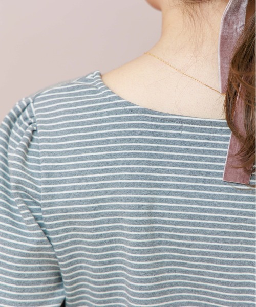 flower（フラワー）の「スクエアボーダートップ（Tシャツ/カットソー・レディース・グレー/アイボリー・FREE）」の11枚目の写真