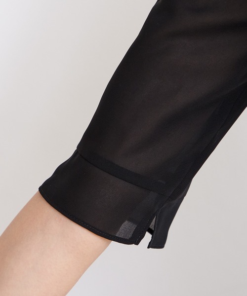 【喪服】ノーカラージャケット×シフォン袖ボレロ風前開きワンピースブラックフォーマルアンサンブル