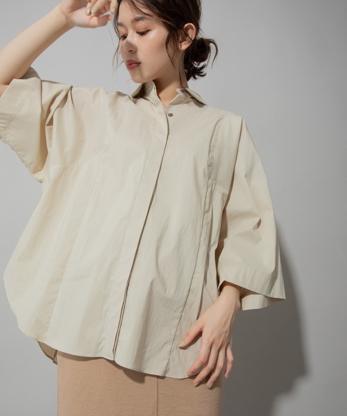 Munich(ミューニック)の「ヴィンテージブロードワイドスリーブシャツ(シャツ/ブラウス・レディース・ホワイト/ブラック/ベージュ/イエロー・FREE)」の4枚目の写真