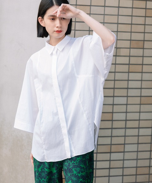 Munich(ミューニック)の「ヴィンテージブロードワイドスリーブシャツ(シャツ/ブラウス・レディース・ホワイト/ブラック/ベージュ/イエロー・FREE)」の2枚目の写真