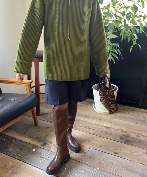 archives(アルシーヴ)の「ストレッチギャバハーフパンツ(その他パンツ・レディース・グリーン/ブラック/モカ・MEDIUM)」の6枚目の写真