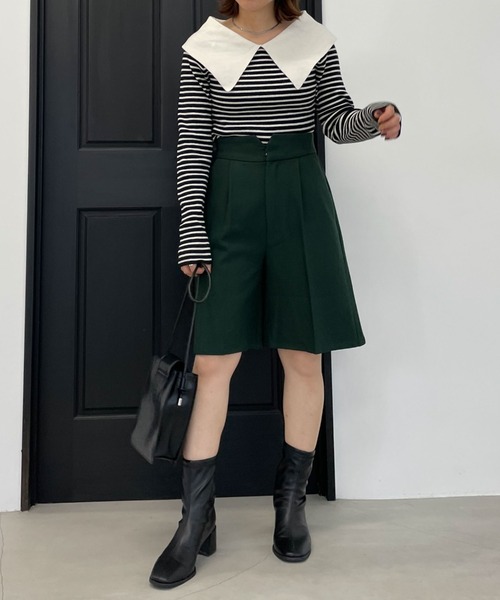 archives(アルシーヴ)の「ストレッチギャバハーフパンツ(その他パンツ・レディース・グリーン/ブラック/モカ・MEDIUM)」の5枚目の写真