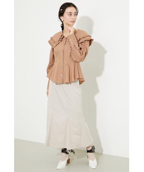 rienda（リエンダ）の「ダブルビッグカラーブラウス（シャツ/ブラウス・レディース・ブラック/グレー/ベージュ/ホワイト・FREE）」の6枚目の写真