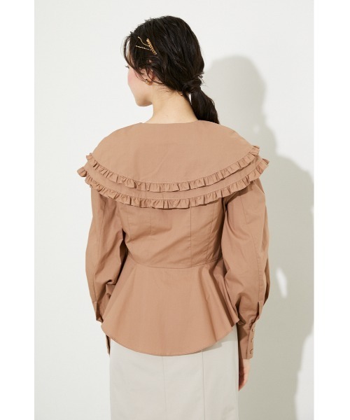 rienda（リエンダ）の「ダブルビッグカラーブラウス（シャツ/ブラウス・レディース・ブラック/グレー/ベージュ/ホワイト・FREE）」の9枚目の写真