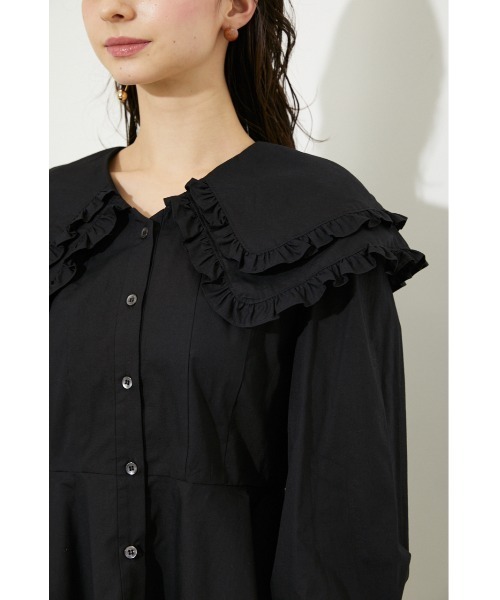 rienda（リエンダ）の「ダブルビッグカラーブラウス（シャツ/ブラウス・レディース・ブラック/グレー/ベージュ/ホワイト・FREE）」の19枚目の写真