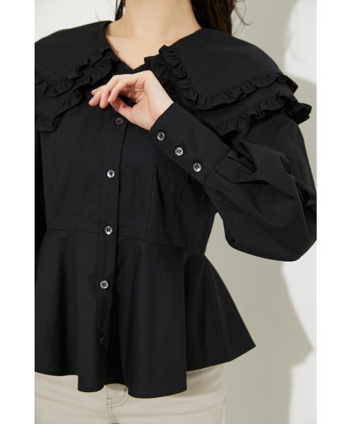 rienda（リエンダ）の「ダブルビッグカラーブラウス（シャツ/ブラウス・レディース・ブラック/グレー/ベージュ/ホワイト・FREE）」の20枚目の写真