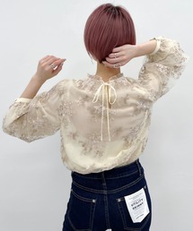 mysty woman | フローラルレース刺繍ロングスリーブブラウス 263626(シャツ/ブラウス)