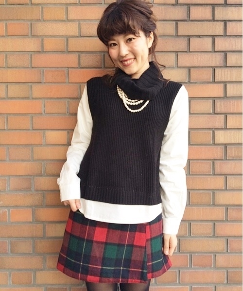 Chico（チコ）の「オフタートル重ね着TOPS（ニット/セーター・レディース・ブラック/ダークグリーン/ホワイト/グレー・FREE）」の3枚目の写真