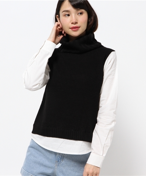 Chico（チコ）の「オフタートル重ね着TOPS（ニット/セーター・レディース・ブラック/ダークグリーン/ホワイト/グレー・FREE）」の15枚目の写真