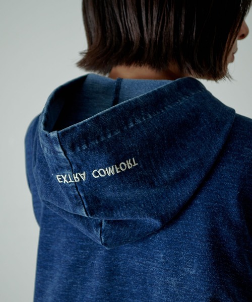 KANGOL EXTRA COMFORT(カンゴールエクストラコンフォート)の「【KANGOL EXTRA COMFORT(カンゴール エクストラコンフォート)】ビッグシルエット デニムZIPパーカー(パーカー・レディース・ブラック/サックスブルー/インディゴブルー・LL/M/L)」の3枚目の写真