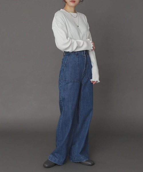 SENSE OF PLACE by URBAN RESEARCH（センスオブプレイスバイアーバンリサーチ）の「ランダムリブルーズトップ（Tシャツ/カットソー・レディース・ブラック/オフホワイト/ミント・ONE）」の5枚目の写真