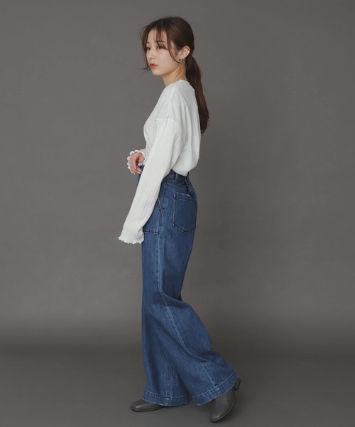 SENSE OF PLACE by URBAN RESEARCH（センスオブプレイスバイアーバンリサーチ）の「ランダムリブルーズトップ（Tシャツ/カットソー・レディース・ブラック/オフホワイト/ミント・ONE）」の22枚目の写真