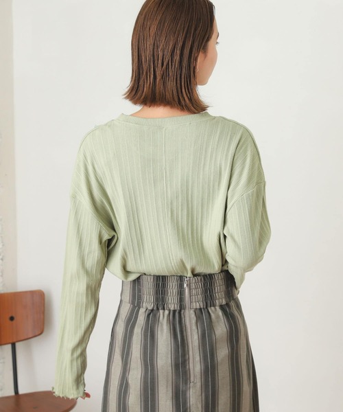 SENSE OF PLACE by URBAN RESEARCH（センスオブプレイスバイアーバンリサーチ）の「ランダムリブルーズトップ（Tシャツ/カットソー・レディース・ブラック/オフホワイト/ミント・ONE）」の20枚目の写真