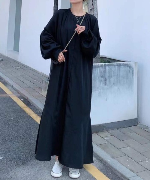 Diosfront（ディオスフロント）の「ボリュウームスリーブマキシ丈マーメイドシャツワンピース（ワンピース・レディース・ホワイト/ブラック/ライトグリーン/ブラック系その他/ピンク/ライトブルー・FREE）」の10枚目の写真