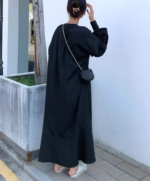 Diosfront（ディオスフロント）の「ボリュウームスリーブマキシ丈マーメイドシャツワンピース（ワンピース・レディース・ホワイト/ブラック/ライトグリーン/ブラック系その他/ピンク/ライトブルー・FREE）」の14枚目の写真