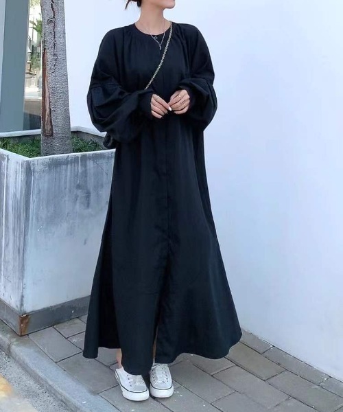 Diosfront（ディオスフロント）の「ボリュウームスリーブマキシ丈マーメイドシャツワンピース（ワンピース・レディース・ホワイト/ブラック/ライトグリーン/ブラック系その他/ピンク/ライトブルー・FREE）」の11枚目の写真