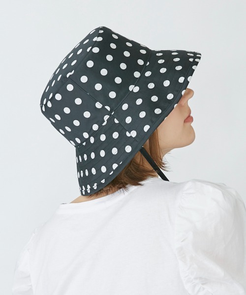 シャポードオー　ドット柄ハット　ブラック Chapeau d' O（シャポードオー）の「Chapeau d' O Dots Print
