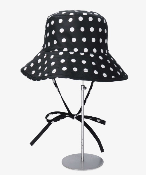 シャポードオー　ドット柄ハット　ブラック Chapeau d' O（シャポードオー）の「Chapeau d' O Dots Print