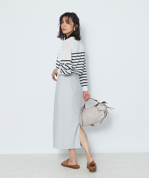 RIVE DROITE（リヴドロワ）の「スラブストレートスカート（スカート・レディース・ライトグレー/ネイビー/グリーン・38/36）」の18枚目の写真