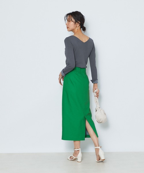 RIVE DROITE（リヴドロワ）の「スラブストレートスカート（スカート・レディース・ライトグレー/ネイビー/グリーン・38/36）」の15枚目の写真