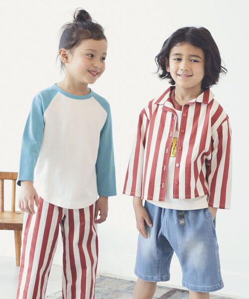 B:MING by BEAMS(ビーミングバイビームス)の「B:MING by BEAMS / ストライプ オープンカラー シャツ(90~140cm)(シャツ/ブラウス・キッズ・グリーン系その他/レッド系その他・110/130/120/140/90/100)」の5枚目の写真