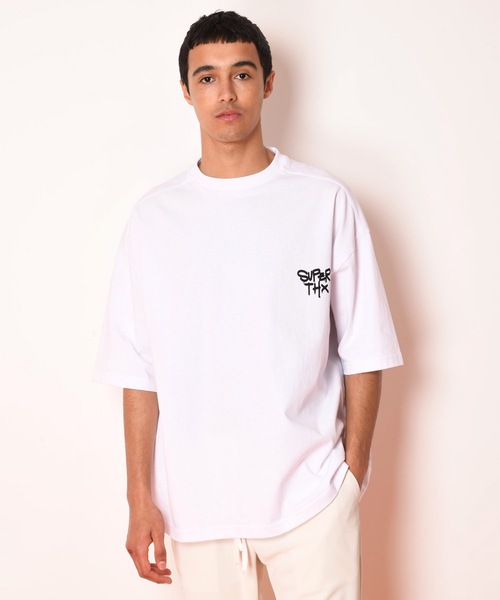 SUPERTHANKS（スーパーサンクス）の「ワンポイント＆バックプリントビッグシルエットTシャツ（ユニセックス）（Tシャツ/カットソー・メンズ・ホワイト/ブラック/ミント・M/L/S）」の9枚目の写真