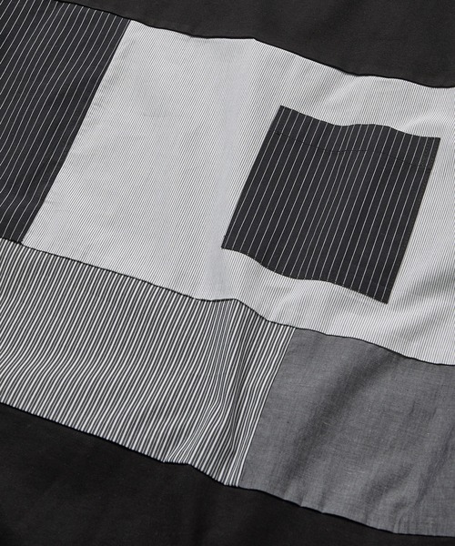 UNION STATION(ユニオンステーション)の「異素材切替デザインTシャツ/ストライプ柄(Tシャツ/カットソー・メンズ・ブラック/ホワイト・M/LL/L)」の10枚目の写真