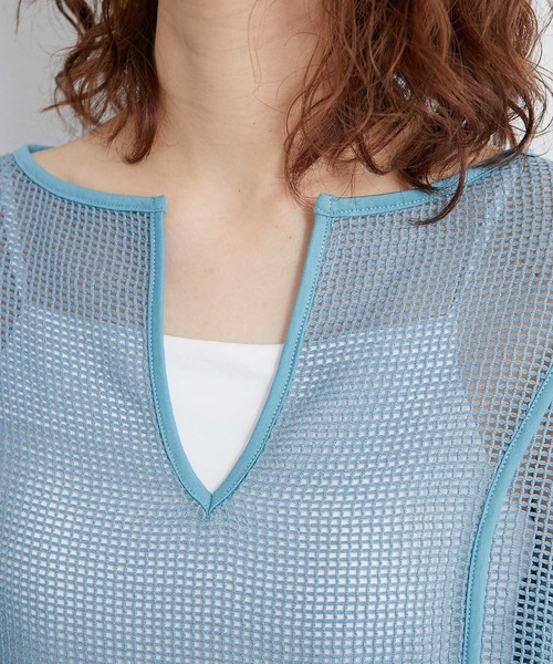 CIAOPANIC TYPY（チャオパニックティピー）の「コットンメッシュパッチワークプルオーバー（Tシャツ/カットソー・レディース・ブラック/ブルー/アイボリー・ONE SIZE）」の7枚目の写真