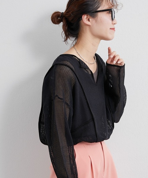 CIAOPANIC TYPY（チャオパニックティピー）の「コットンメッシュパッチワークプルオーバー（Tシャツ/カットソー・レディース・ブラック/ブルー/アイボリー・ONE SIZE）」の21枚目の写真