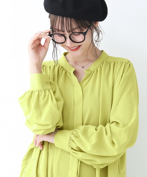 osharewalker（オシャレウォーカー）の「【廃盤】『ヴィンテージサテンロングギャザーワンピース』（シャツワンピース・レディース・ブラック/ライム/オフホワイト・FREE）」の11枚目の写真